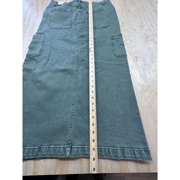 STS Blue Maddie Maxi Skirt 32 Green Wash Denim Side Pockets Cargo - Picture 5 of 5